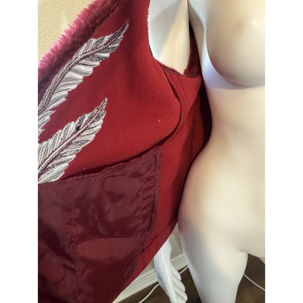 Bob Mackie Fleece Vest Large Wearable Art Boho Em… - image 3